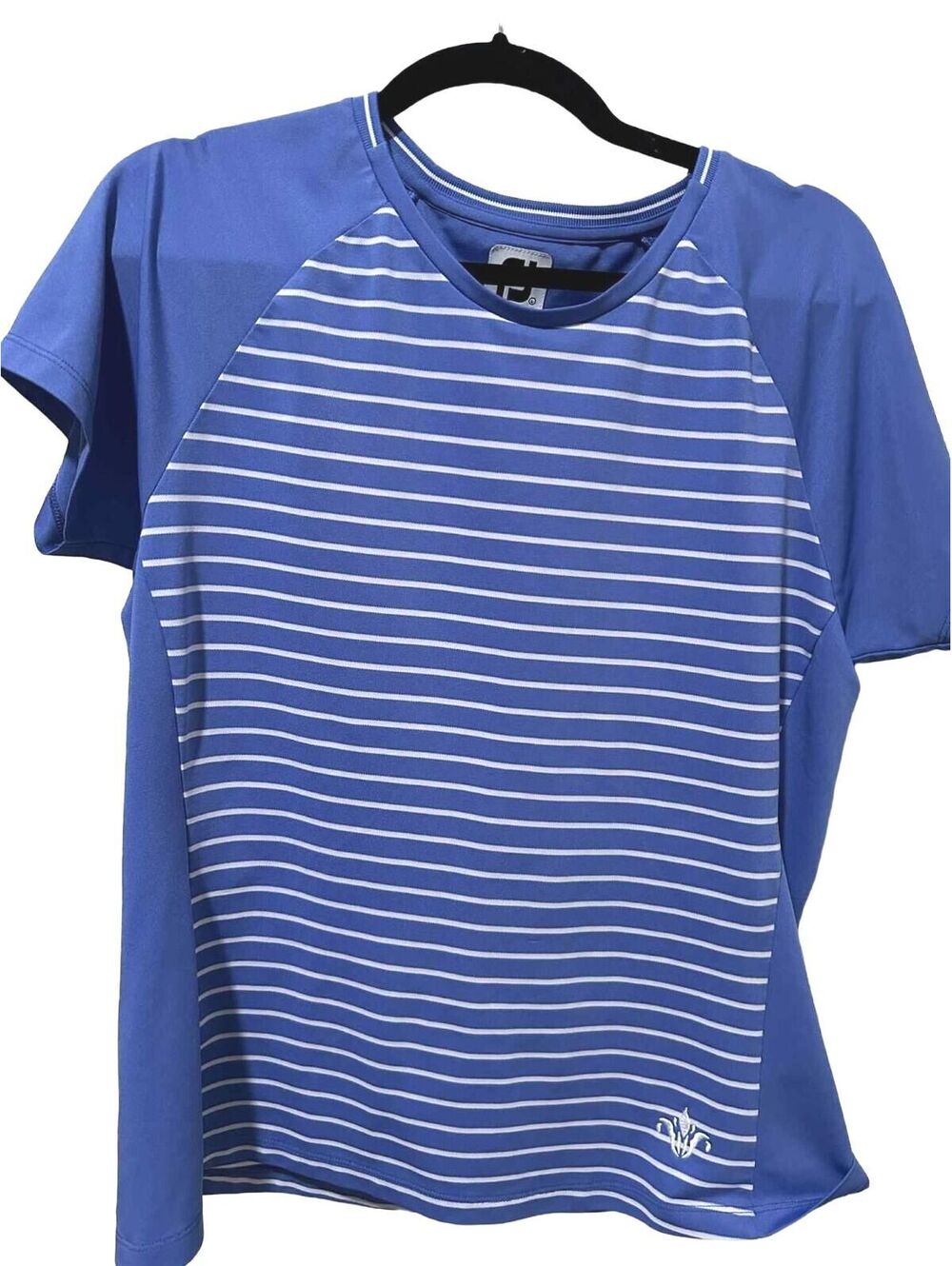 Foot Joy Women’s Golf Performance Shirt Size L Blue / Stripe Short Sleeve